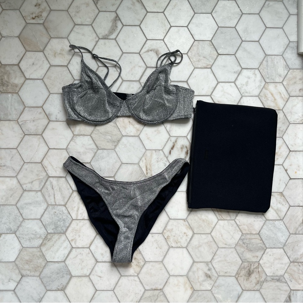 Triangl Swimwear Silver Sparkle Bikini XL
